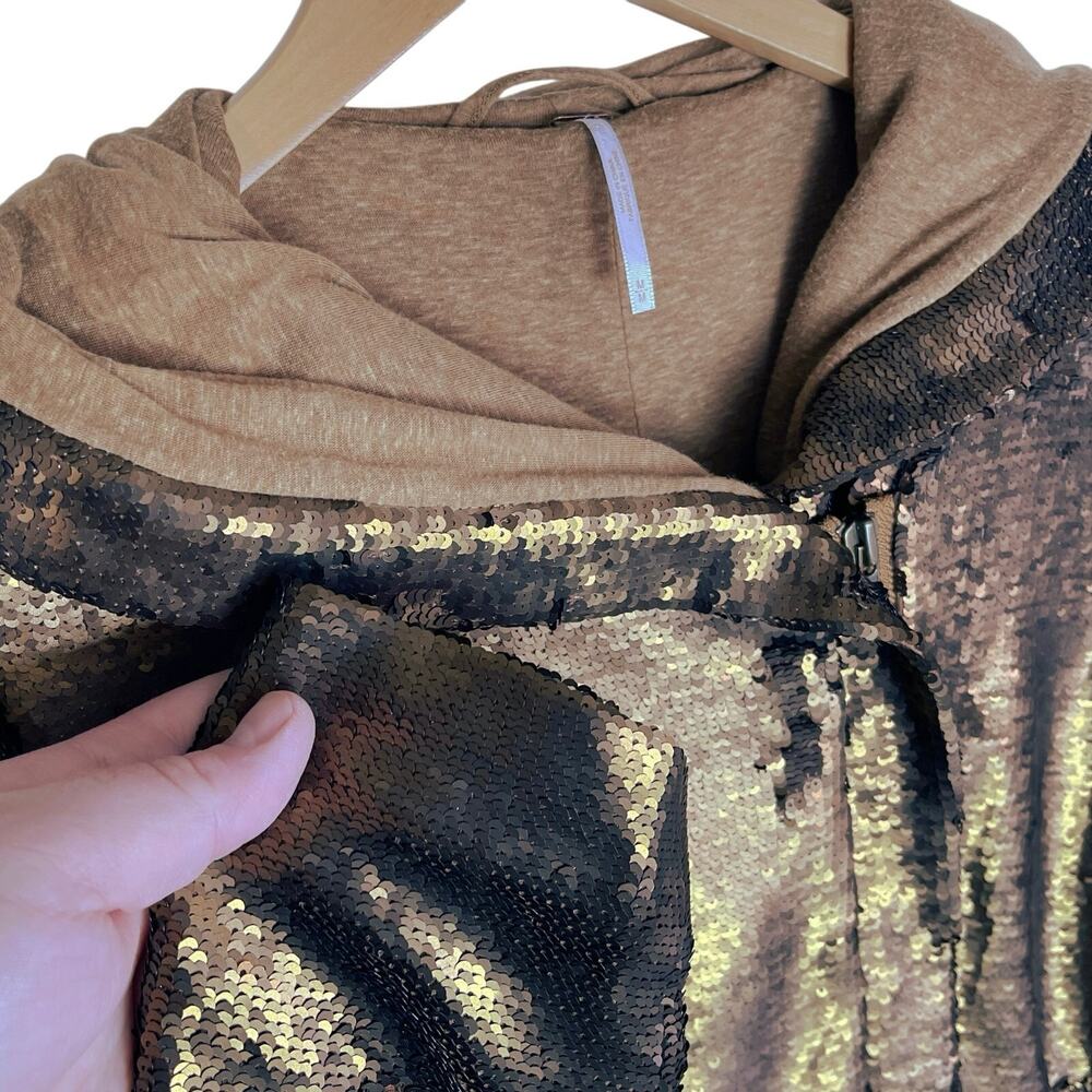 FREE PEOPLE Women’s Terra Cooper Sequined Hooded Jacket size medium - Picture 9 of 10